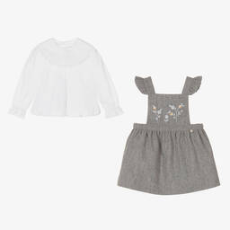 Pureté Du... Bébé-Girls White & Grey Wool Dress Set | Childrensalon Outlet