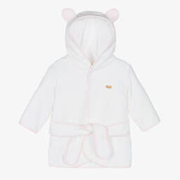Pureté Du... Bébé-Girls White & Pink Towelling Bathrobe | Childrensalon Outlet