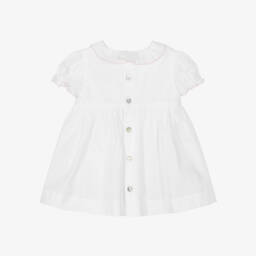 Pureté Du... Bébé-Girls White Rosebud Embroidered Dress | Childrensalon Outlet
