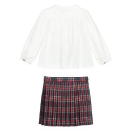 Pureté Du... Bébé-Ivory & Blue Tartan Skirt Set | Childrensalon Outlet