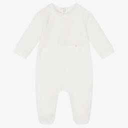 Pureté Du... Bébé-Ivory Velour Babygrow | Childrensalon Outlet