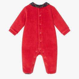 Pureté Du... Bébé-Red Velour & Tartan Babygrow | Childrensalon Outlet