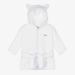 Pureté Du... Bébé-White & Blue Towelling Bathrobe | Childrensalon Outlet