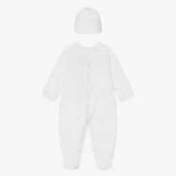 Pureté Du... Bébé-White Smocked Babygrow & Hat Set | Childrensalon Outlet
