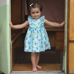 ريتشيل رايلي -فستان قطن لون أزرق فاتح للمولودات | Childrensalon Outlet