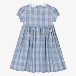 Rachel Riley-Baby Girls Blue Hand-Smocked Cotton Dress | Childrensalon Outlet