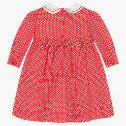 Rachel Riley-Baby Girls Red Smocked Polka Dot Dress | Childrensalon Outlet