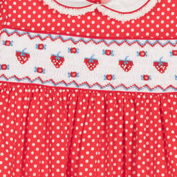Rachel Riley-Baby Girls Red Smocked Polka Dot Dress | Childrensalon Outlet