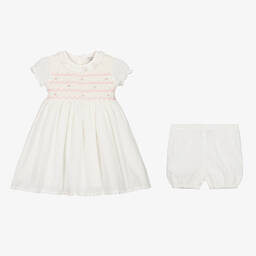 Rachel Riley-Baby Girls White Smocked Cotton Dress | Childrensalon Outlet