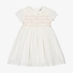 Rachel Riley-Baby Girls White Smocked Cotton Dress | Childrensalon Outlet