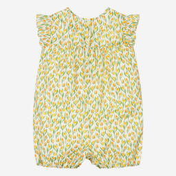 Rachel Riley-Baby Girls Yellow Floral Cotton Shortie | Childrensalon Outlet