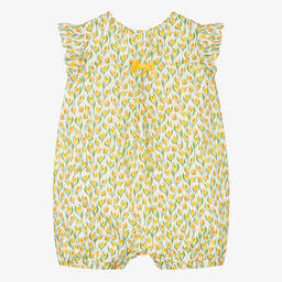Rachel Riley-Baby Girls Yellow Floral Cotton Shortie | Childrensalon Outlet