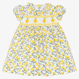Rachel Riley-Baby Girls Yellow Lemon Smocked Dress | Childrensalon Outlet