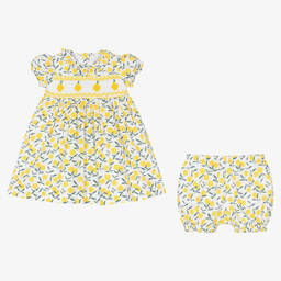 Rachel Riley-Baby Girls Yellow Lemon Smocked Dress | Childrensalon Outlet