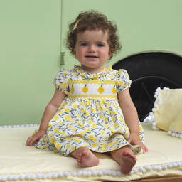Rachel Riley-Baby Girls Yellow Lemon Smocked Dress | Childrensalon Outlet