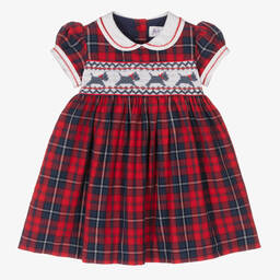 Rachel Riley-Baby Red Tartan Smocked Dress | Childrensalon Outlet