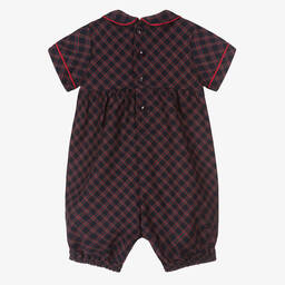 Rachel Riley-Boys Blue & Red Smocked Cotton Shortie | Childrensalon Outlet