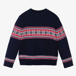 Rachel Riley-بلوفر قطن محبوك لون كحلي للأولاد | Childrensalon Outlet