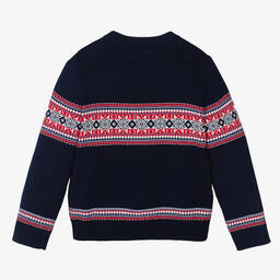 Rachel Riley-بلوفر قطن محبوك لون كحلي للأولاد | Childrensalon Outlet