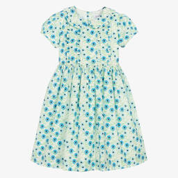Rachel Riley-Girls Blue Floral Cotton Dress | Childrensalon Outlet
