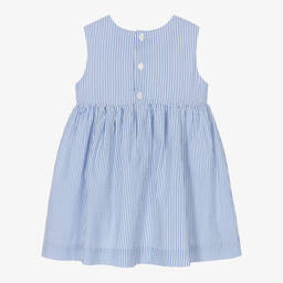 Rachel Riley-Girls Blue Striped Seersucker Dress | Childrensalon Outlet