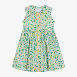 Rachel Riley-Girls Blue & Yellow Floral Cotton Dress | Childrensalon Outlet