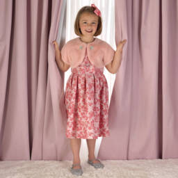 Rachel Riley-Girls Floral Pink Brocade Gown | Childrensalon Outlet