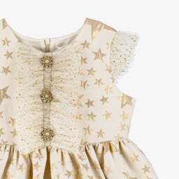 Rachel Riley-Girls Gold Star Jacquard Dress | Childrensalon Outlet
