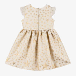 Rachel Riley-Girls Gold Star Jacquard Dress | Childrensalon Outlet