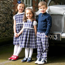 Rachel Riley-Girls Navy Check Dress Ensemble | Childrensalon Outlet