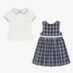 Rachel Riley-Girls Navy Check Dress Ensemble | Childrensalon Outlet