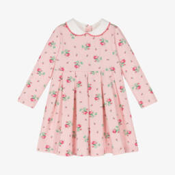 Rachel Riley-Girls Pink Floral Cotton Dress | Childrensalon Outlet