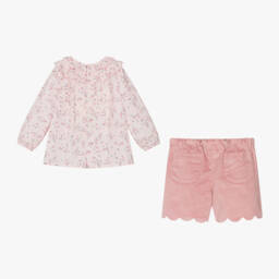 Rachel Riley-Girls Pink Floral Cotton Set | Childrensalon Outlet