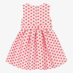 Rachel Riley-Girls Pink Heart Jacquard Dress | Childrensalon Outlet
