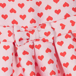 Rachel Riley-Girls Pink Heart Jacquard Dress | Childrensalon Outlet
