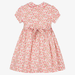Rachel Riley-Girls Pink & White Floral Hand-Smocked Dress | Childrensalon Outlet