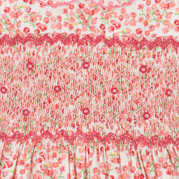 Rachel Riley-Girls Pink & White Floral Hand-Smocked Dress | Childrensalon Outlet