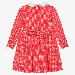 Rachel Riley-Girls Red Smocked Polka Dot Dress | Childrensalon Outlet