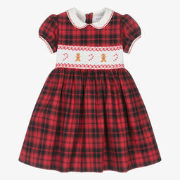 Rachel Riley-Красное хлопковое платье со сборками в клетку | Childrensalon Outlet