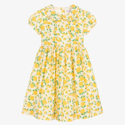 Rachel Riley-Girls Yellow Floral Cotton Dress | Childrensalon Outlet