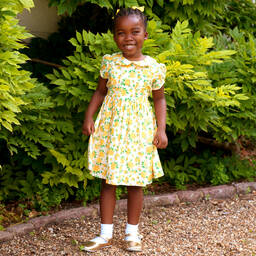 Rachel Riley-Girls Yellow Floral Cotton Dress | Childrensalon Outlet