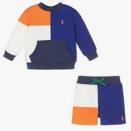 Ralph Lauren-Синий топ и шорты с цветовыми блоками для малышей | Childrensalon Outlet