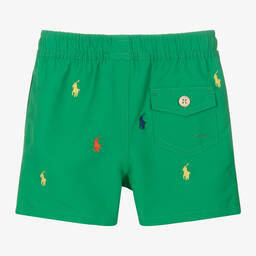 Ralph Lauren-Baby Boys Green Polo Pony Swim Shorts | Childrensalon Outlet