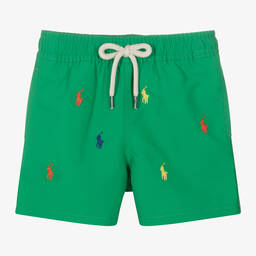 Ralph Lauren-Baby Boys Green Polo Pony Swim Shorts | Childrensalon Outlet