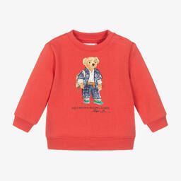 Ralph Lauren-Красный хлопковый свитшот с медвежонком | Childrensalon Outlet