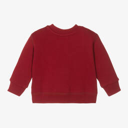 رالف لورين-سويتشيرت بطبعة بير قطن جيرسي لون أحمر برغندي | Childrensalon Outlet