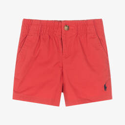 Ralph Lauren-شورت قطن تويل لون أحمر مرجاني للمواليد | Childrensalon Outlet