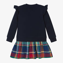 Ralph Lauren-Baby Girls Blue Check Sweatshirt Dress | Childrensalon Outlet