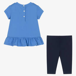 Ralph Lauren-Baby Girls Blue Cotton Leggings Set | Childrensalon Outlet