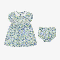 Ralph Lauren-Baby Girls Blue Floral Seersucker Dress | Childrensalon Outlet